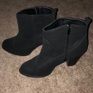 Heeled Black Suede Booties